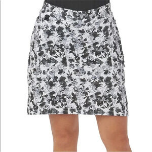 Nancy Lopez Golf Skort DeLux Dri XL Black /White Floral Pockets